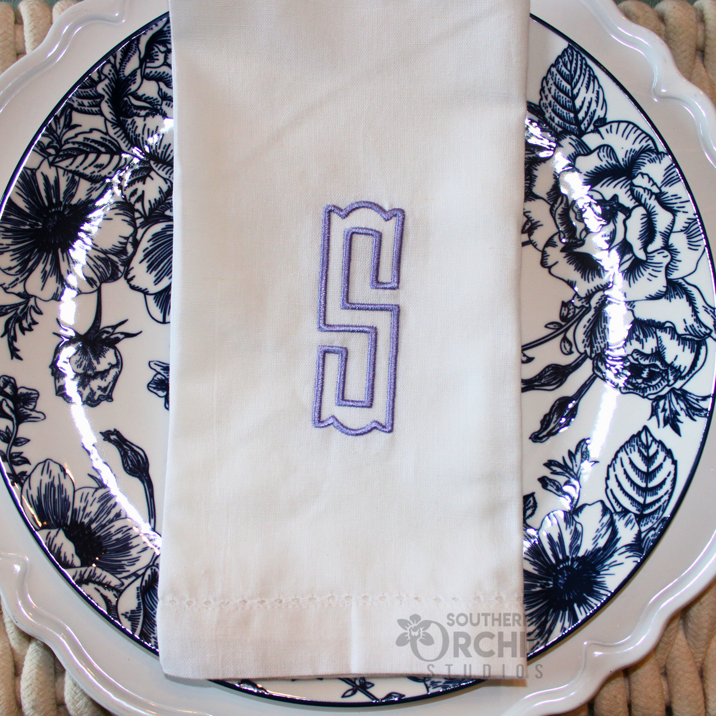 Scalloped Monogram Embroidered Napkins