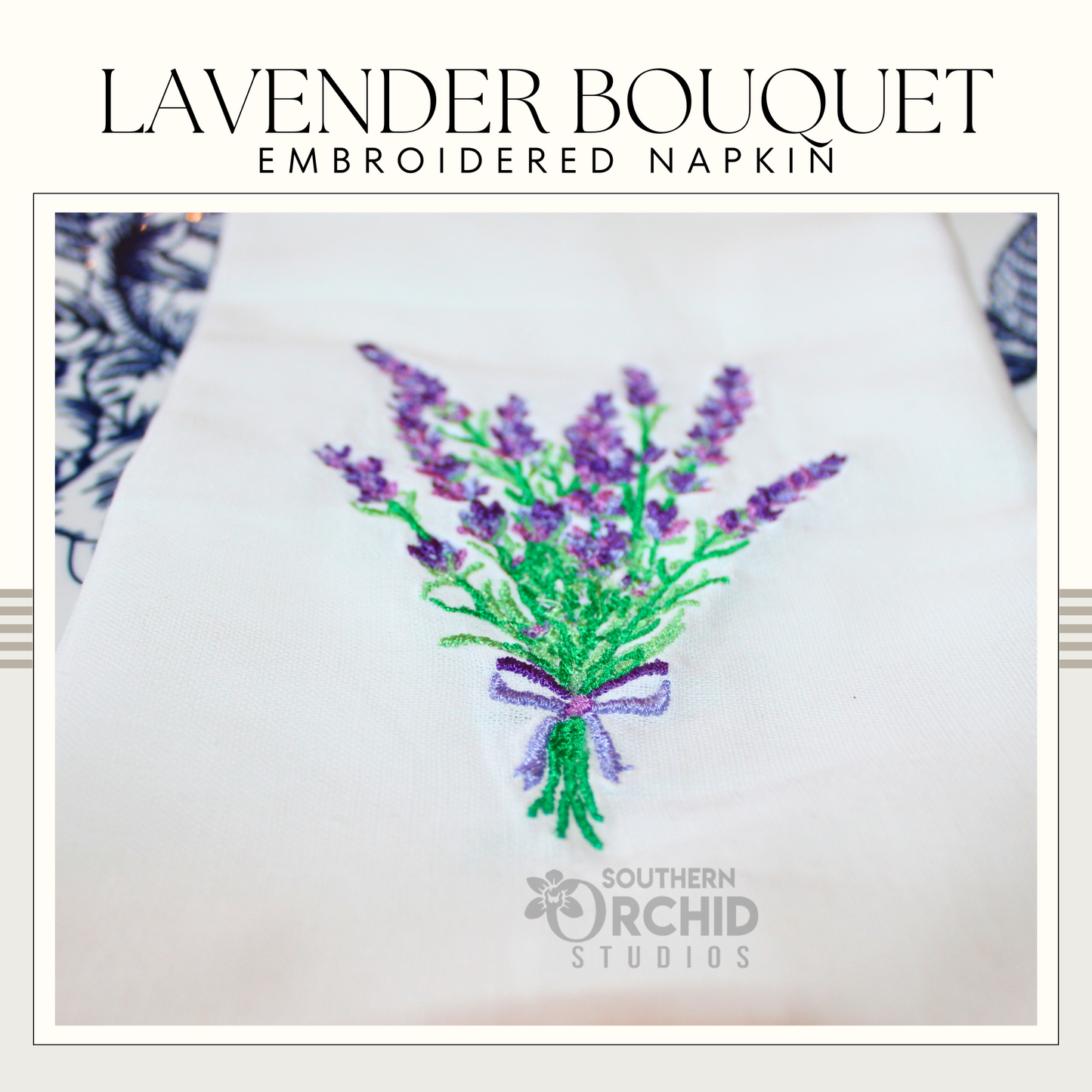 Lavender Bouquet Embroidered Napkin