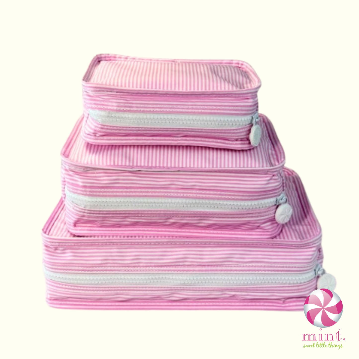 Pink Preppy Stripe Stacking Zipper Pouch by Mint
