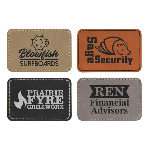 Rectangle Leatherette Laserable Patch with adhesive