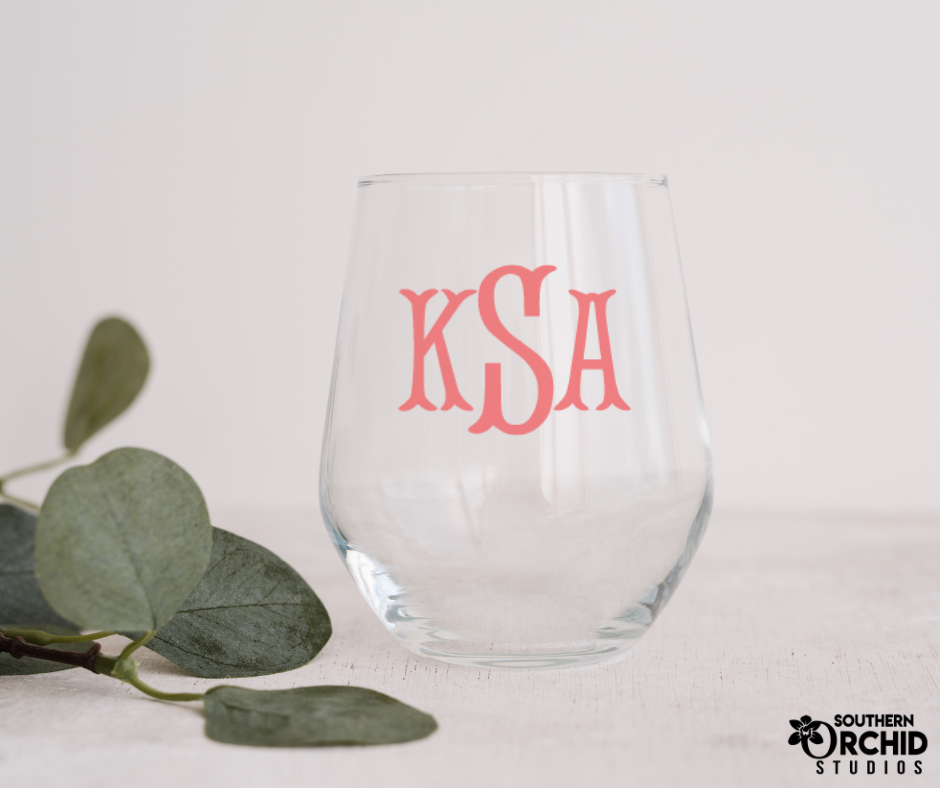 Monogrammed Stemless Wine Glass – Southern Society Company