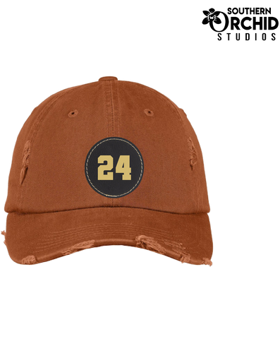Custom Round Leather Patch Distressed Hat