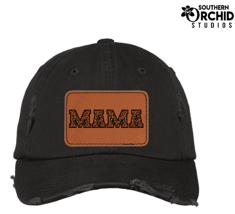 Custom Rectangle Leather Patch Distressed Hat