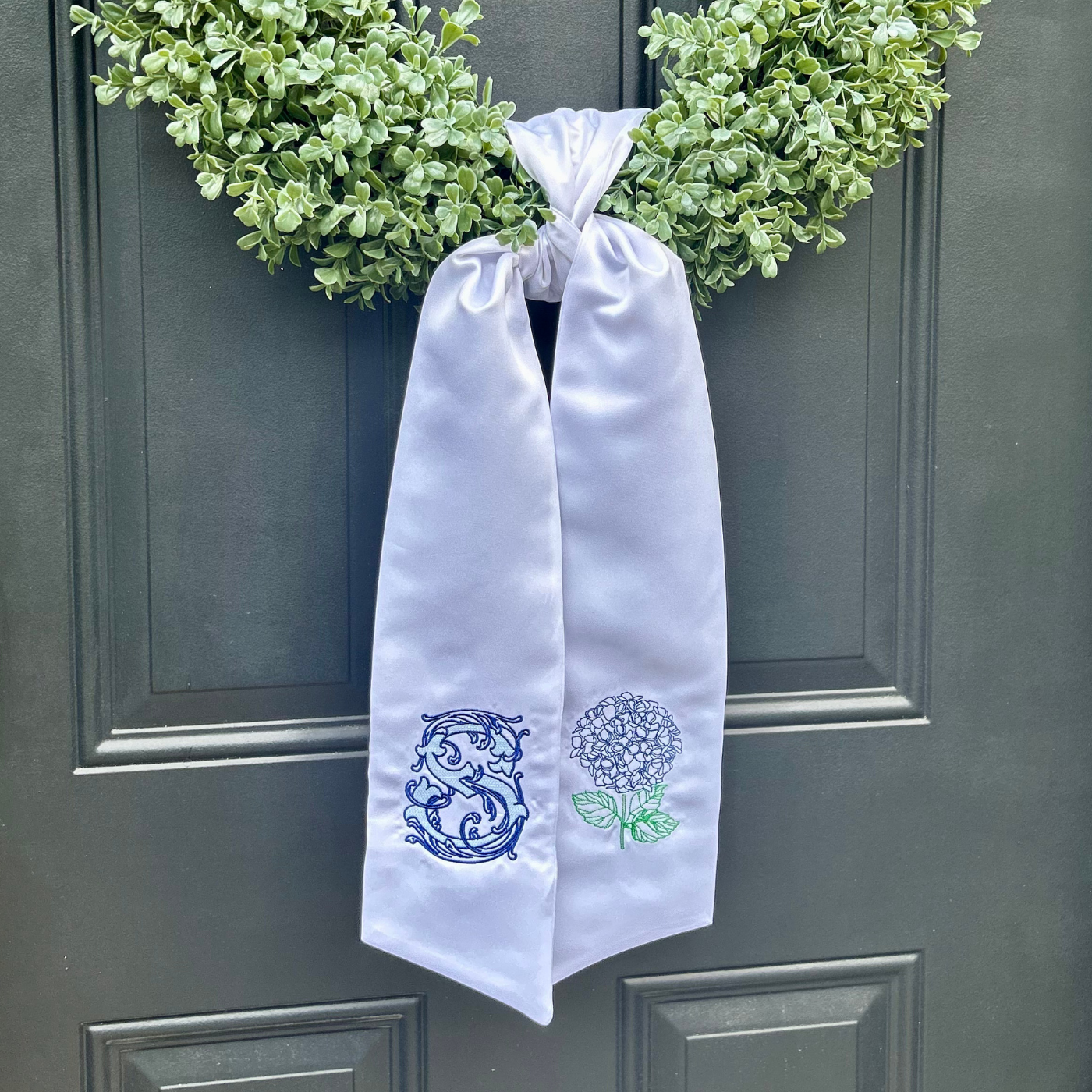 Hydrangea + Initial Wreath Sash