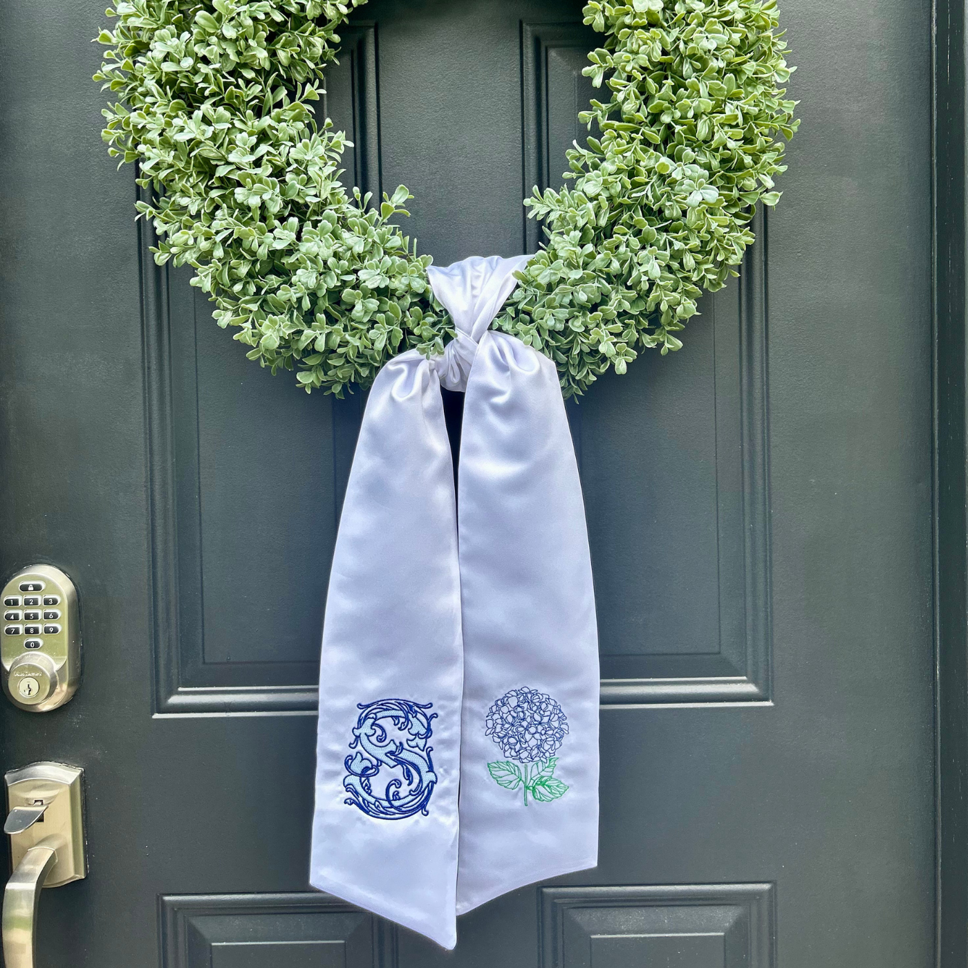 Hydrangea + Initial Wreath Sash