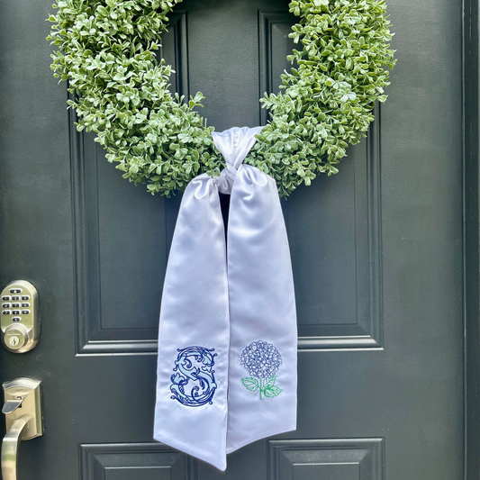 Hydrangea + Initial Wreath Sash