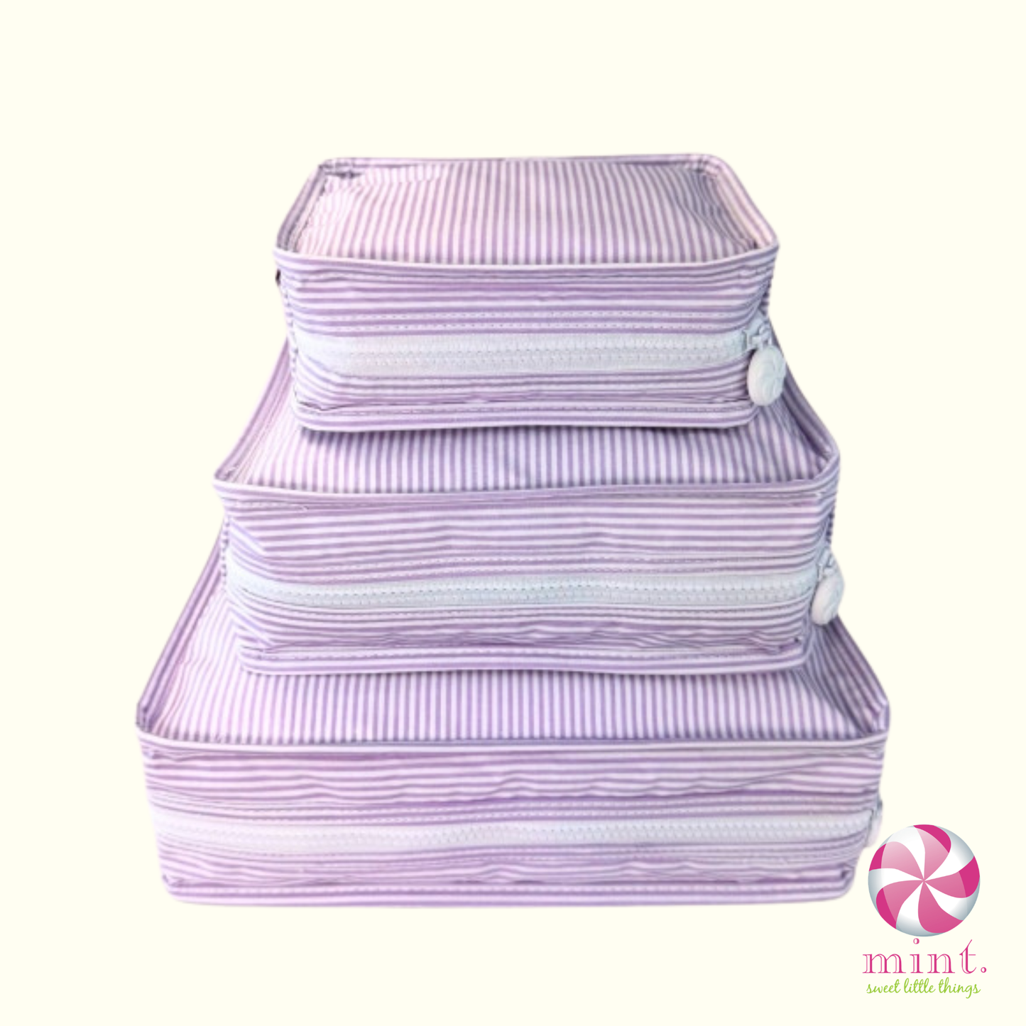 Lilac Preppy Stripe Stacking Zipper Pouch by Mint