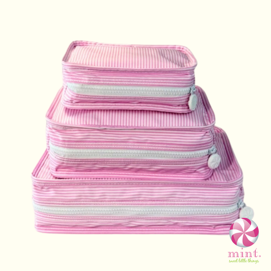 Pink Preppy Stripe Stacking Zipper Pouch by Mint